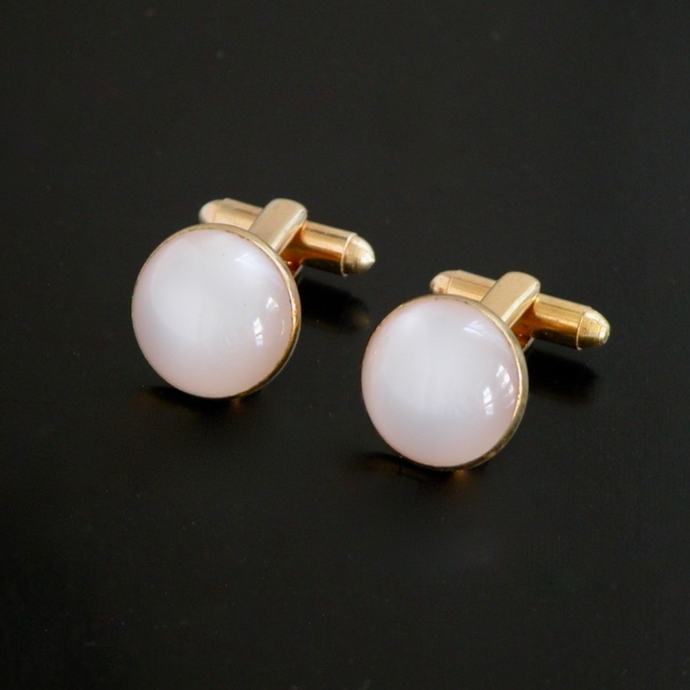 Vintage Pearl White Jeweled Cufflinks
